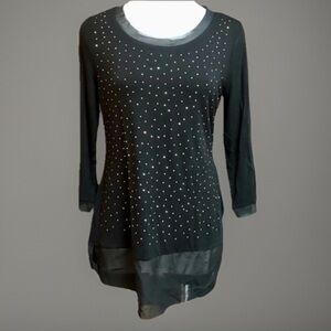 Dressy Bellini sz S Womens Black Sheer Mesh Sexy Party Event Cocktail Bl…